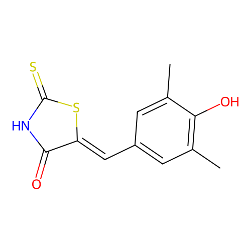 (5E)-5-[(4-hydroxy-3,5-dimethylphenyl)methylidene]-2-sulfanylidene-1,3-thiazolidin-4-one structure