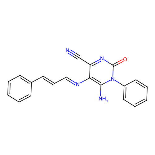 5-(1-AZA-4-PHENYLBUTA-1,3-DIENYL)-4-IMINO-2-OXO-3-PHENYL-1H-1,3-DIAZINE-6-CARBONITRILE structure