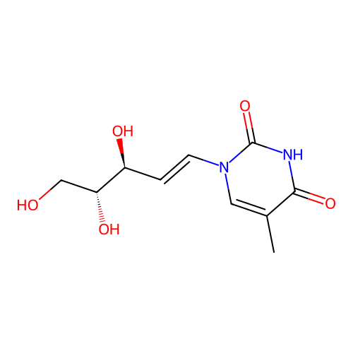 5-methyl-1-[(E,3S,4R)-3,4,5-trihydroxypent-1-enyl]pyrimidine-2,4-dione structure