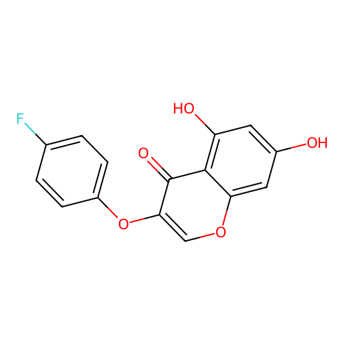 3-(4-fluorophenoxy)-5,7-dihydroxy-4H-chromen-4-one structure