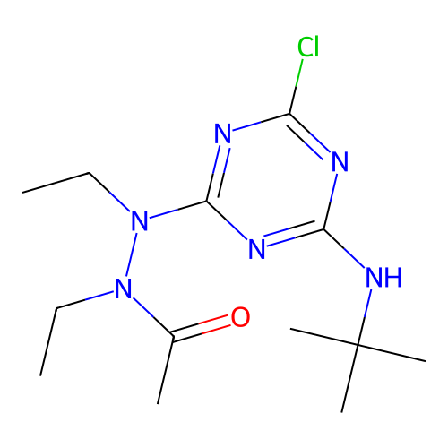 N'-[4-(tert-butylamino)-6-chloro-1,3,5-triazin-2-yl]-N,N'-diethylacetohydrazide structure