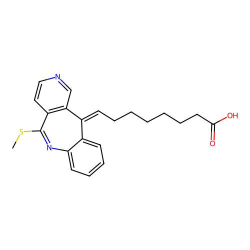 Octanoic acid, 8-(5-(methylthio)-11H-pyrido(4,3-c)(1)benzazepin-11-ylidene)- structure