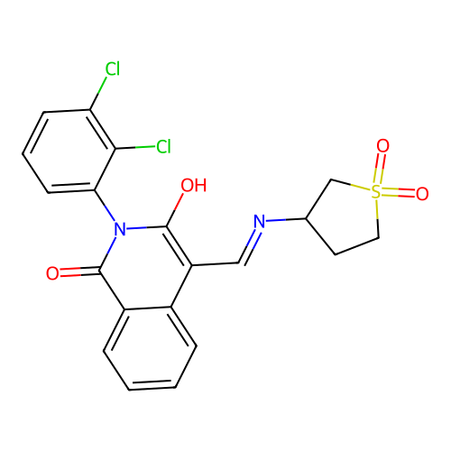 2-(2,3-dichlorophenyl)-4-[[(1,1-dioxothiolan-3-yl)amino]methylidene]isoquinoline-1,3-dione structure