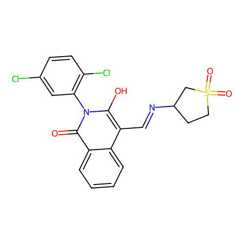 2-(2,5-dichlorophenyl)-4-[[(1,1-dioxothiolan-3-yl)amino]methylidene]isoquinoline-1,3-dione structure