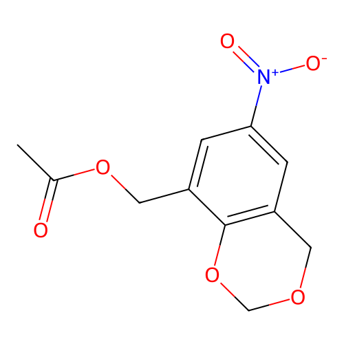 (6-nitro-4H-1,3-benzodioxin-8-yl)methyl acetate structure