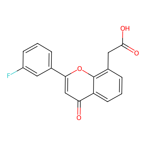 4-oxo-2-(3-fluorophenyl)-4H-1-benzopyran-8-acetic acid structure