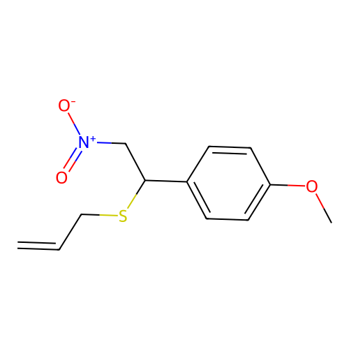 Benzene, 1-methoxy-4-[2-nitro-1-(2-propenylthio)ethyl]- structure
