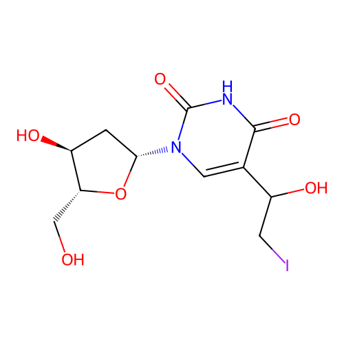 5-(1-Hydroxy-2-iodoethyl)-2'-deoxyuridine structure