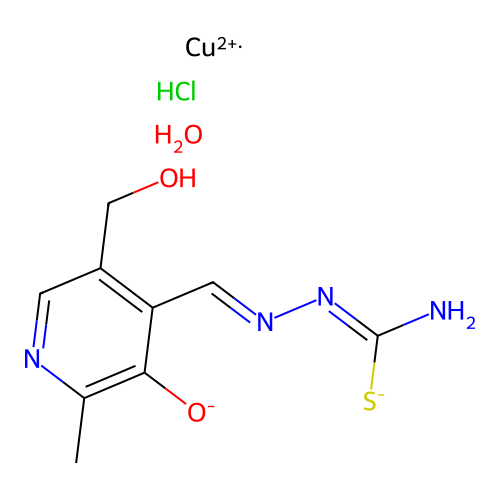 3-Hydroxy-5-hydroxymethyl-2-methyl-4-formylpyridine thiosemicarbazonato-Cu(II) structure