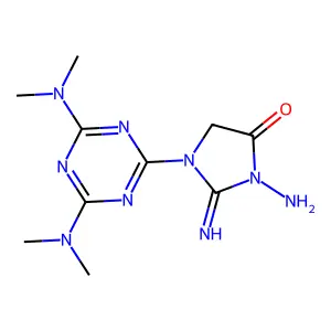 3-Amino-1-[4,6-bis(dimethylamino)-1,3,5-triazin-2-yl]-2-iminoimidazolidin-4-one structure