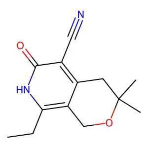 8-Ethyl-3,3-dimethyl-6-oxo-3,4,6,7-tetrahydro-1H-pyrano[3,4-c]pyridine-5-carbonitrile structure