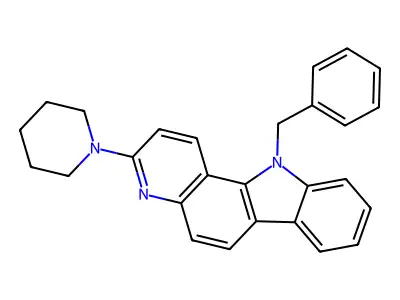 11H-Pyrido(3,2-a)carbazole, 11-(phenylmethyl)-3-(1-piperidinyl)- structure
