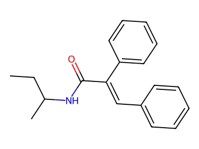 (E)-N-butan-2-yl-2,3-diphenylprop-2-enamide structure