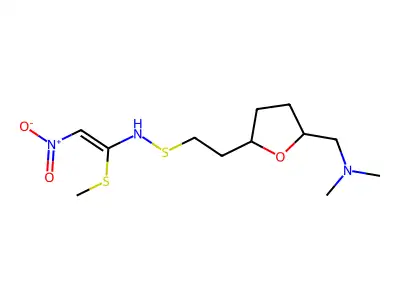 (Z)-N-[2-[5-[(dimethylamino)methyl]oxolan-2-yl]ethylsulfanyl structure