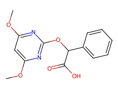 2-[(4,6-Dimethoxy-2-pyrimidinyl)oxy]-2-phenylacetic acid structure