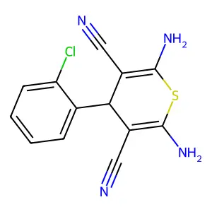 2,6-diamino-4-(2-chlorophenyl)-4H-thiopyran-3,5-dicarbonitrile structure