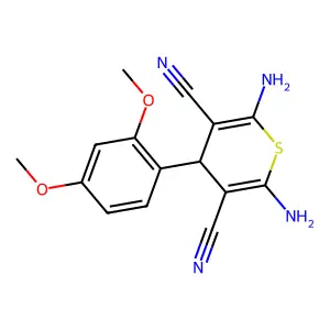 2,6-Diamino-4-(2,4-dimethoxy-phenyl)-4H-thiopyran-3,5-dicarbonitrile structure