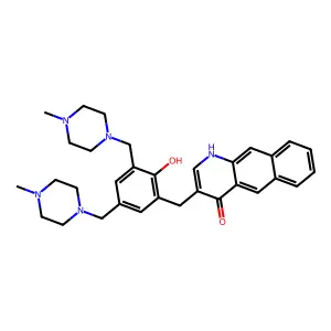 Benzo(g)quinolin4-ol, 3-((2-hydroxy-3,5-bis((4-methyl-1-piperazinyl)methyl)phenyl)methyl)- structure