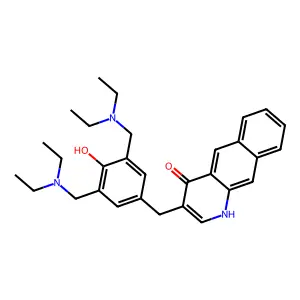 Benzo(g)quinolin-4-ol, 3-((3,5-bis((diethylamino)methyl)-4-hydroxyphenyl)methyl)- structure