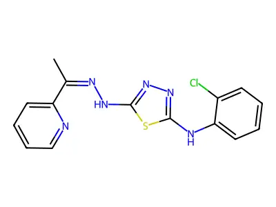 2-Acetylpyridine (5-(2-chloroanilino)-1,3,4-thiadiazol-2-yl)hydrazone structure