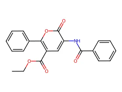 Ethyl 3-benzamido-2-oxo-6-phenyl-2H-pyran-5-carboxylate structure