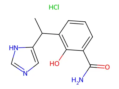 Benzamide, 2-hydroxy-3-(1-(1H-imidazol-5-yl)ethyl)-, hydrochloride (1:1) structure