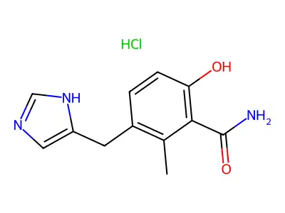 Benzamide, 6-hydroxy-3-(1H-imidazol-4-ylmethyl)-2-methyl-, monohydrochloride structure