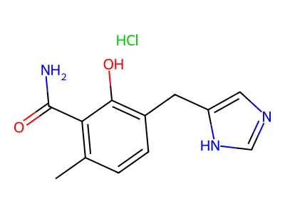 Benzamide, 2-hydroxy-3-(1H-imidazol-4-ylmethyl)-6-methyl-, monohydrochloride structure