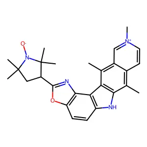 1-Pyrrolidinyloxy, 2,2,5,5-tetramethyl-3-(7,10,12-trimethyl-6H-oxazolo(4,5-g)pyrido(4,3-b)carbazolium-2-yl)- structure