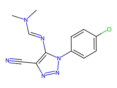 N'-[3-(4-chlorophenyl)-5-cyano-triazol-4-yl]-N,N-dimethyl-methanimidamide structure