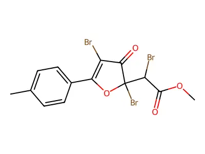Methyl 2,3-dihydro-5-(4-methylphenyl)-3-oxo-alpha,2,4-tribromo-2-furanacetate structure