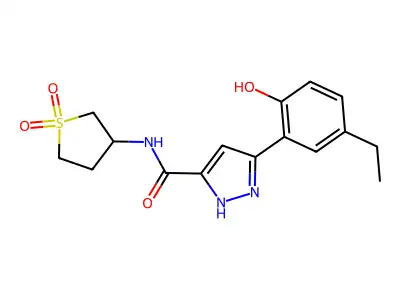 N-(1,1-dioxidotetrahydrothiophen-3-yl)-5-(5-ethyl-2-hydroxyphenyl)-1H-pyrazole-3-carboxamide structure
