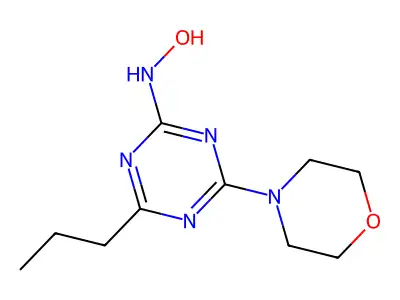1,3,5-Triazin-2(1H)-one, 4-(4-morpholinyl)-6-propyl-, oxime structure