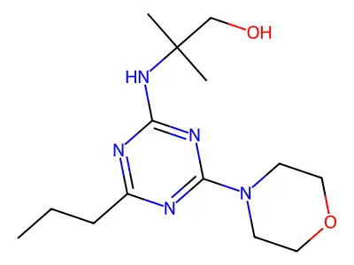1-Propanol, 2-methyl-2-((4-(4-morpholinyl)-6-propyl-1,3,5-triazin-2-yl)amino)- structure