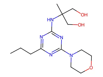 1,3-Propanediol, 2-methyl-2-((4-(4-morpholinyl)-6-propyl-1,3,5-triazin-2-yl)amino)- structure