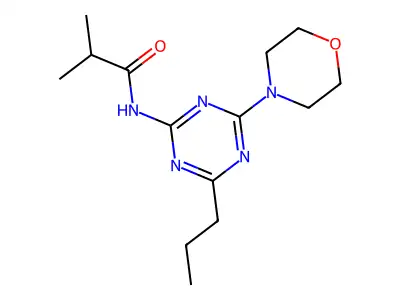 Propanamide, 2-methyl-N-(4-(4-morpholinyl)-6-propyl-1,3,5-triazin-2-yl)- structure