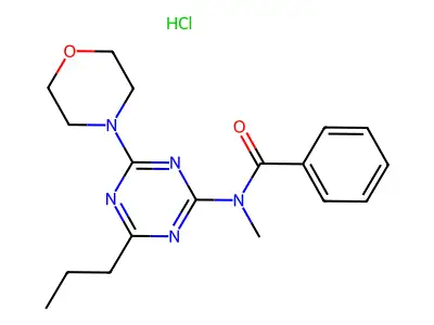 Benzamide, N-methyl-N-(4-(4-morpholinyl)-6-propyl-1,3,5-triazin-2-yl)-, monohydrochloride structure
