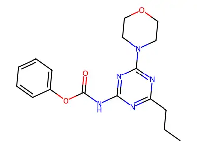 Carbamic acid, (4-(4-morpholinyl)-6-propyl-1,3,5-triazin-2-yl)-, phenyl ester structure