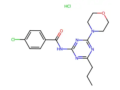 Benzamide, 4-chloro-N-(4-(4-morpholinyl)-6-propyl-1,3,5-triazin-2-yl)-, monohydrochloride structure