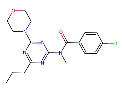 Benzamide, 4-chloro-N-methyl-N-(4-(4-morpholinyl)-6-propyl-1,3,5-triazin-2-yl)- structure