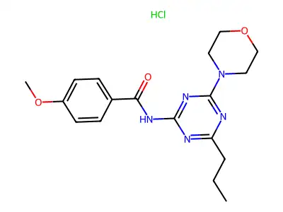 Benzamide, 4-methoxy-N-(4-(4-morpholinyl)-6-propyl-1,3,5-triazin-2-yl)-, monohydrochloride structure
