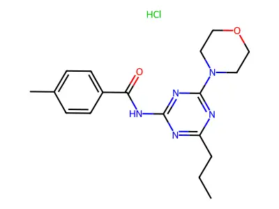 Benzamide, 4-methyl-N-(4-(4-morpholinyl)-6-propyl-1,3,5-triazin-2-yl)-, monohydrochloride structure