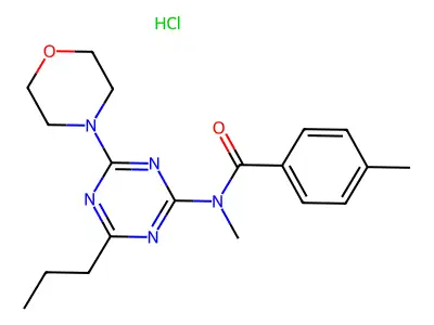 Benzamide, N,4-dimethyl-N-(4-(4-morpholinyl)-6-propyl-1,3,5-triazin-2-yl)-, monohydrochloride structure
