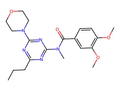Benzamide, 3,4-dimethoxy-N-methyl-N-(4-(4-morpholinyl)-6-propyl-1,3,5-triazin-2-yl)- structure