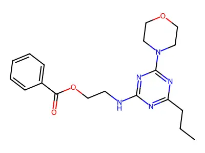 Ethanol, 2-((4-(4-morpholinyl)-6-propyl-1,3,5-triazin-2-yl)amino)-, benzoate (ester) structure