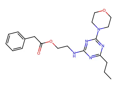 Benzeneacetic acid, 2-((4-(4-morpholinyl)-6-propyl-1,3,5-triazin-2-yl)amino)ethyl ester structure