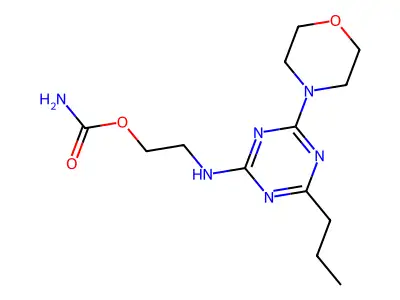 2-((2-((Aminocarbonyl)oxy)ethyl)amino)-4-morpholino-6-propyl-1,3,5-triazine structure