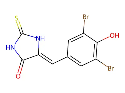 5-[(3,5-Dibromo-4-hydroxyphenyl)methylene]-2-thioxo-1,3-diazolidin-4-one structure