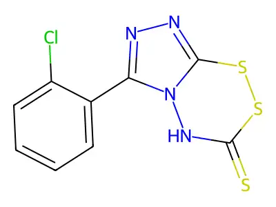 (1,2,4)Triazolo(3,4-c)-1,2,4,5-dithiadiazine-3(4H)-thione, 6-(2-chlorophenyl)- structure