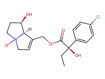 9-O-(R(-)-2-(4'-Chlorophenyl)-2-hydroxybutyryl)retronecine N-oxide structure